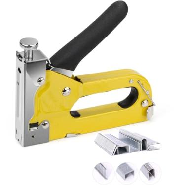 Imagem de Pistola de grampos 3 em 1 resistente com 600 grampos, pistola de pregos manual, grampeador de estofamento para madeira, móveis, carpete, carpintaria, faça você mesmo, arame, decoração, artesanato,