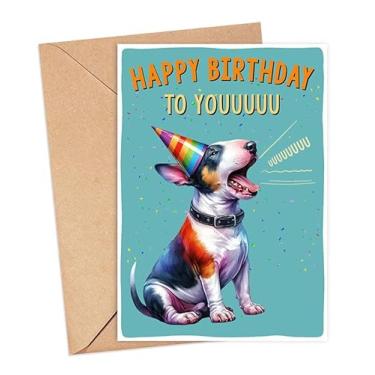 Imagem de GreenStar Gifts Cartão de cachorro Bull Terrier - cartão de aniversário para dono de cachorro - cartão de aniversário engraçado bull terrier - presente para amantes de cães bull terrier - presente