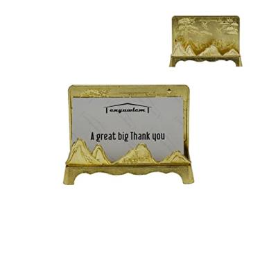 Imagem de Enyuwlcm Metal Desktop Card Holder for Desk Decorative Business Card Display Stand for Office Suitable for Men Women 1 Pack (Golden)