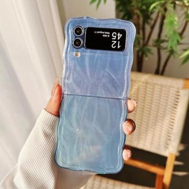 Imagem de para Samsung Z Flip5 Gradient Color Wave Case para Samsung Galaxy Z Flip 5 4 3 flip5 Flip4 Colorful Feather Soft TPU Cover, Azul, Para Samsung Z Flip 3