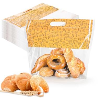 Imagem de Mezchi 100 sacos grandes de pão, 32 x 26 x 10,7 cm, saco de plástico para alimentos com zíper, sacos de pão de massa fermentada para freezer, sacos de padaria reutilizáveis para armazenamento de