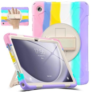 Imagem de Capa para Samsung Galaxy Tab A9+ Plus 28 cm 2023, proteção total contra quedas, à prova de choque, com protetor de tela, suporte e alça de ombro para Tab A9+ (SM-X210/X216/X218) - rosa colorido