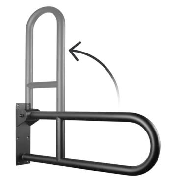 Imagem de Trilhos de segurança de vaso sanitário de aço inoxidável, barras de apoio para deficientes, preto fosco para idosos, barra de apoio de banheiro dobrável para deficientes, corrimãos de vaso sanitário,