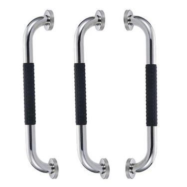 Imagem de Barra de Apoio Inox 30cm Suporte Antiderrapante Acessibilidade Kit 3 u