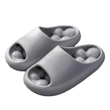 Imagem de Legou Pantufas femininas para uso interno, verão, casal, massagem, banheiro, banheira, antiderrapante, resistente ao desgaste, Preto: cinza, 40 EU