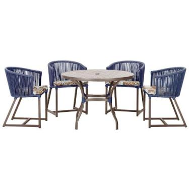 Imagem de Mesa com 4 Cadeiras de Jantar Roma 100cm e Noronha em Aluminío Marrom 