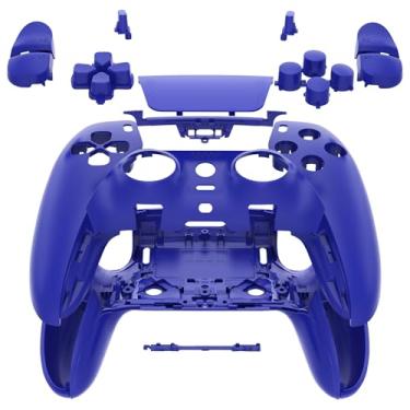 Imagem de eXtremeRate Conjunto completo de carcaça com botões e capa para touchpad compatível com controle de borda ps5, capa decorativa de substituição azul personalizada com acabamento frontal e traseira placas compatíveis com ps5 Edge Controller