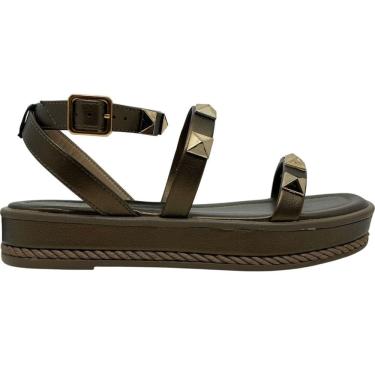 Imagem de Sandália Feminina Papete Casual Dia a Dia Passeio FlatForm Apliques Metalizados Conforto Via Marte 118-001