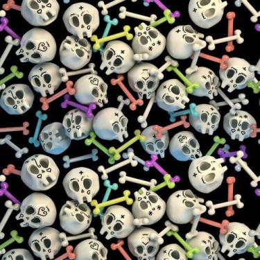 Imagem de Papel de Parede Temático Caveirinhas Ossos Coloridos 1,5m - NoBrand