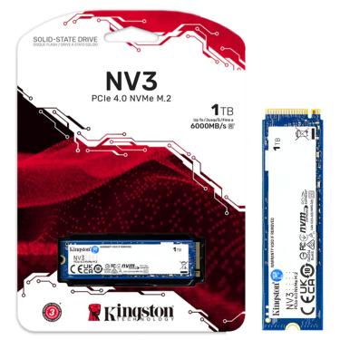 Imagem de SSD 1TB Kingston NV3, M.2 2280, NVMe PCIe 4.0 x4, Leitura 6000MB/s, Gravação 4000MB/s - SNV3S/1000G