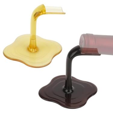 Imagem de Linkidea Pacote com 2 suportes para rack de vinho de mesa, serve para garrafas de vinho padrão, ideal para bar, cozinha, sala de jantar, casa, decoração de escritório, compatível com decoração moderna