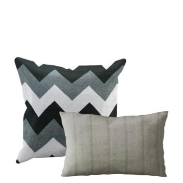 Imagem de kit 2 Capas Almofada Tear Alto Padrão luxo 60x60 + 30x50 Vr (KIT A 03 Verde Bege Claro Escuro Branco Areia Marfim - KIT A SOFA ENCOSTO ALGODAO JACQUARD)