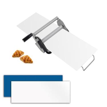 Imagem de Máquina de cortar massa dobrável – Rolo de massa manual de 30,5 cm com espessura ajustável, 2 tábuas de folhas para design de mesa de pizza, croissants, pastelaria e fondant