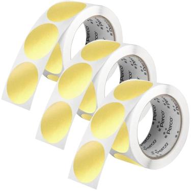 Imagem de Perco Etiquetas adesivas redondas douradas metálicas de 5 cm para convites de casamento - Pacote com vários rolos (3 rolos, 500 etiquetas cada) - Adesivo permanente, cores vibrantes - Perfurado para