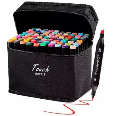 Imagem de Caneta Marcador 80 Cores Touch Marker Com Ponta Dupla e Bolsa