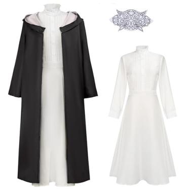 Imagem de DAZCOS Anime Frieren Cosplay Costume White Dress Black Jacket Outfit for Halloween Party (X-Small)