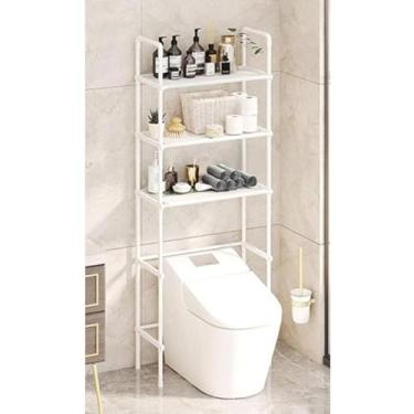 Imagem de Prateleira Rack Organizador Lavanderia Banheiro Estante Móvel(Branco)