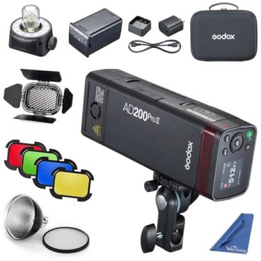 Imagem de GODOX Flash AD200 Pro II com favo de mel de porta de celeiro BD-07, kit de filtros de 4 cores, refletor padrão AD-S2 compatível com câmera Canon Nikon Sony Fuji Olympus Panasonic Pentax (GODOX