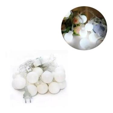 Imagem de Cordão Luminária Luz Led Branco 20 Bolas 5 Cm 110V 4m - Global