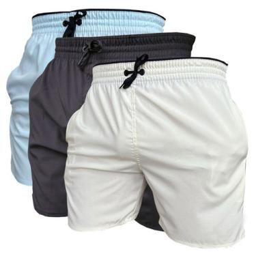 Imagem de Kit 3 Short de Elastano Dry fit Bermuda de Praia Piscina e Academia - 