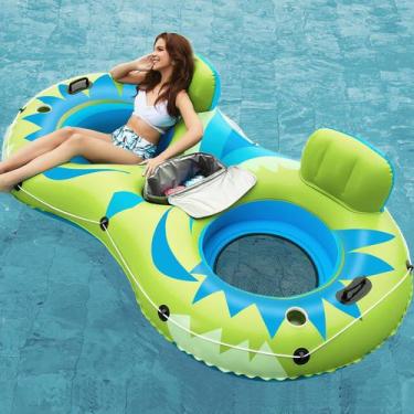 Imagem de Flutuador inflável de tubo fluvial Jasonwell para 2 pessoas com refrig