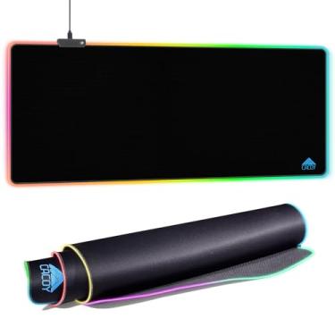 Imagem de Cacoy Mouse pad RGB para jogos 2GG, 122 x 50 cm, tapete de mouse grande de LED com 9 modos de iluminação, tapete de mesa iluminado para teclado e mouse, protetor de mesa estendido, acessórios de base