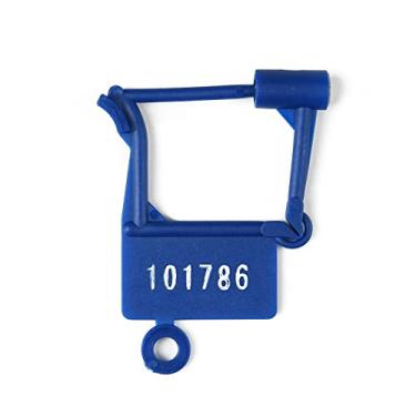 Imagem de Etiquetas de selos de cadeado de plástico descartáveis, etiquetas numeradas autotravantes, à prova de adulteração, cadeado de segurança para bagagem, bolsa, roupas, sapatos (azul, 100 peças)