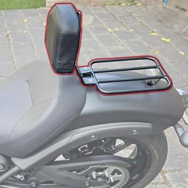 Imagem de Midimttop Encosto preto destacável Rider Sissy Bar com almofada de encosto confortável rack de bagagem adequado para Ka-wa-sa-ki Vulcan S 650 VN650/EN650 2015 2016 2017 2018 2019 2020 2021 2022
