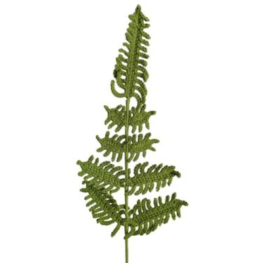 Imagem de Magicherry Folhas de samambaia de crochê com haste longa 40 cm fio de lã artificial folha samambaia para casamento, buquês faça você mesmo, arranjos florais de mesa, peça central, verde