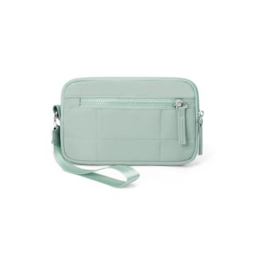 Imagem de Carteira feminina acolchoada de nylon com porta-cartões com carteira de identidade para mulheres para viagem carteira clutch, Verde
