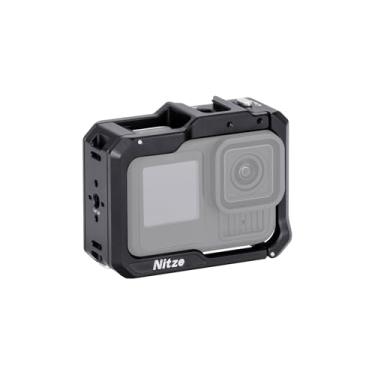 Imagem de Nitze Gaiola de Alumínio para Gopro Hero13 / Hero12 / Hero11 / Hero10 / Hero9, com Interface Magnética de Liberação Rápida e 2 Sapatas Frias, Suporta Filmagem Vertical e Horizontal - T-GP02A