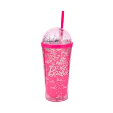Imagem de MINISO Barbie Collection Copo de plástico de parede dupla com canudo 600 ml copo transparente sem BPA com tampa perfeito para levar