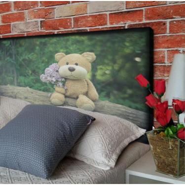 Imagem de Cabeceira King Suede Estampado Urso Com Flor Painel Cama Box 195 X 60 