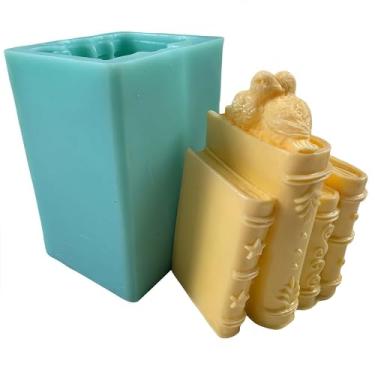 Imagem de Livro 3D DIY molde de silicone para sabonete, vela, cera, bolo, chocolate, geleia, gelo, aroma, gesso, decoração de epóxi, artesanato de argila, livro com moldes de design de pomba da paz