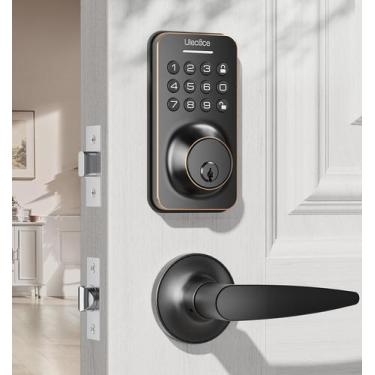 Imagem de Fechadura de porta de entrada sem chave Deadbolt com conjunto de alças