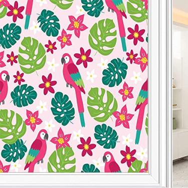 Imagem de Película de janela de privacidade de flores, textura de estilo floral, filme de vidro para sala de estar e escritório em casa, L90 x C 190 cm