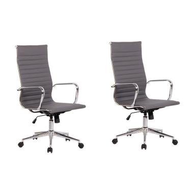 Imagem de Conjunto 2 Cadeiras De Escritório Presidente Giratória Sevilha Rivatti Cinza