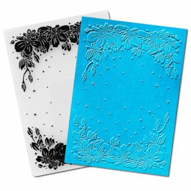 Imagem de Arbuya Pastas de plástico com moldura de flores para fazer cartões, textura floral, pasta de gravação para scrapbooking, papel, artesanato, decoração de casa