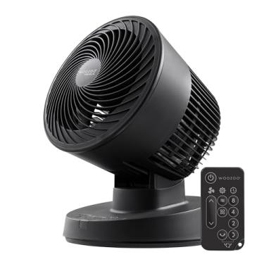 Imagem de IRIS USA WOOZOO Ventilador de mesa com controle remoto, circulador de ar turbo oscilante, 3 velocidades, distância máxima de ar de 17 m, inclinação ajustável, ventilador pequeno para quarto