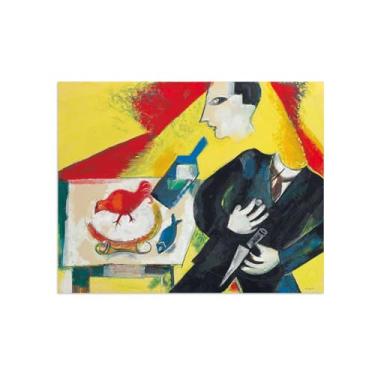 Imagem de Marcc Chagaall pinturas famosas arte de parede - decoração de parede - pintura de parede de quarto - reprodução em tela - bebedor 40 x 50 cm 16 x 20 polegadas sem moldura