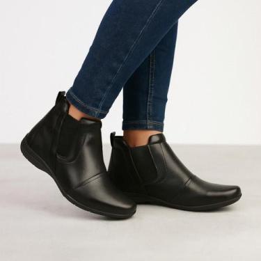 Imagem de Bota Coturno Casual Feminina Cano Curto Baixo Médio Confortável Macia 