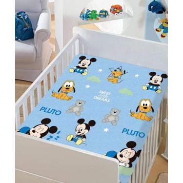 Imagem de Manta Soft Disney Infantil Mickey Azul Jolitex 90X110Cm