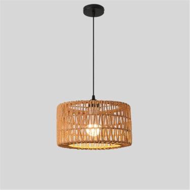 Imagem de OUFULA Estilo Industrial Retro Corda De Cânhamo Pendente Lâmpada Personalidade Criativa Internet Bar Café Restaurante Quarto Roupa Loja Balcão Bar Decoração Candelabro (M D31CM)