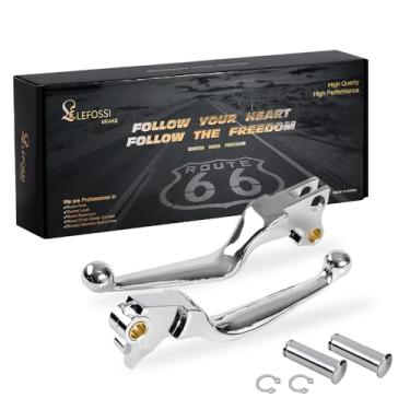 Imagem de LE LEFOSSI Alavancas de mão de embreagem de freio de motocicleta cromadas, peça de reposição compatível com Harley Dyna Softail Fat Boy Low Rider 2004-2012