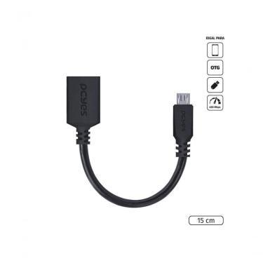 Imagem de Adaptador Otg Micro Usb Para Usb 2.0 15cm Preto Conexão Com Celulares Smartphones Tablets - Pamup-15