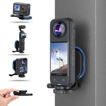 Imagem de Kiorafoto Suporte Magnético para Câmera de Ação, Compatível com Insta360 X4, X3 GO 3S Pocket 3 Action 5 Pro 4 Hero 13 e Mais, Suporte de Direção Magnético Compacto