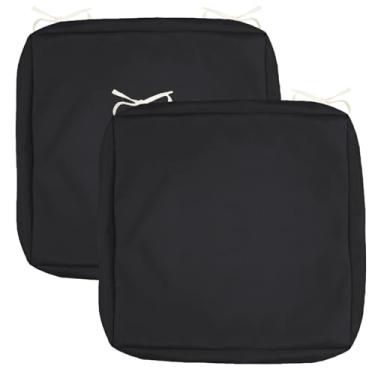 Imagem de Oslimea Capas de almofada de substituição para pátio externo 45,7 x 45,7 x 5 cm, pacote com 2 capas de assento para móveis de pátio, impermeável, lavável, sofá, cadeira, protetor de móveis para