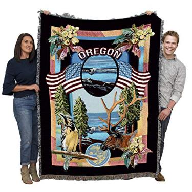 Imagem de Pure Country Weavers Manta State of Oregon por Dwight D Kirkland - Tapeçaria de presente tecida de algodão - Feito nos EUA (72 x 54)