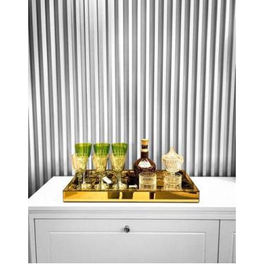 Imagem de Bandeja Grande Dourada Espelhada Decoração Luxo 60X30 - Glass
