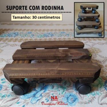 Imagem de Suporte para vaso de flor com rodinha giratório rodizio 30 cm - NA- De